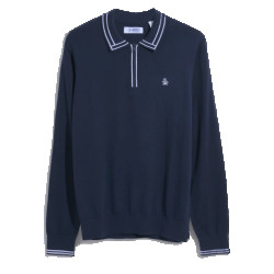 Original Penguin Polo 1/4 zip earl sweater dark sapphire