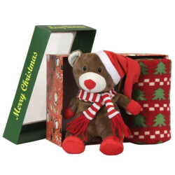 Unique Living plush xmas in the box 22cm, 90x75cm bear