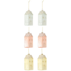 J-Line doos van 6 house hanger 2+2+2 glas mix 5x5x12cm