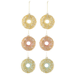 J-Line doos van 6 donut hanger 2+2+2 pailletten glas mix 31x21.5x4cm
