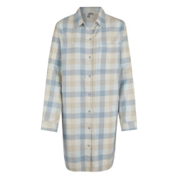 By Louise Dames pyjama nachthemd lang flanel geruit blauw