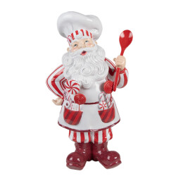 Clayre & Eef Kerstdecoratie beeld kerstman 47 cm wit kunststof
