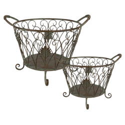 Clayre & Eef Opbergmand set van 2 Ø 41 cm bruin ijzer mand