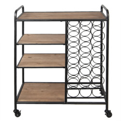 Clayre & Eef Keukentrolley 76x37x89 cm hout metaal rechthoek opbergrek op
