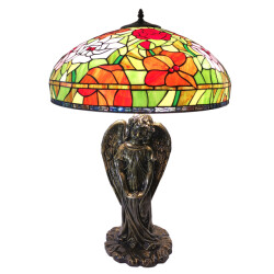 LumiLamp Tiffany tafellamp Ø 55x85 cm groen glas roos tiffany bureaulamp