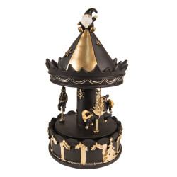 Clayre & Eef Muziekdoos draaimolen 20 cm polyresin kerstdecoratie beeld