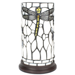 LumiLamp Tiffany tafellamp Ø 15x26 cm grijs glas kunststof rond libelle