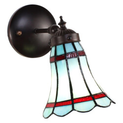 LumiLamp Wandlamp tiffany 17x12x23 cm rood glas metaal rond muurlamp