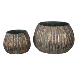Clayre & Eef Bloempot set van 2 metaal rond plantenpot