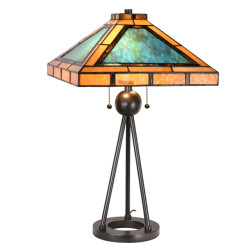 LumiLamp Tiffany tafellamp 61x61x73 cm bruin metaal glas tiffany
