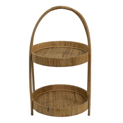 Clayre & Eef Etagère 2 laags Ø 30x54 cm rotan rond fruitschaal etagère