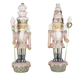 Clayre & Eef Beeld set van 2 notenkraker 23 cm wit polyresin kerstdecoratie