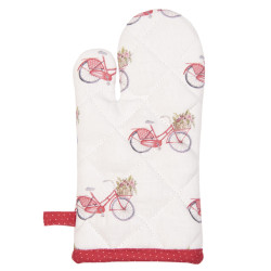 Clayre & Eef Kind ovenwant 12x21 cm wit katoen fiets ovenhandschoen