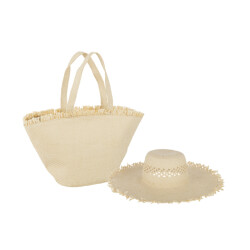 J-Line set van 2 strandtas + hoed papier 60x18x31cm