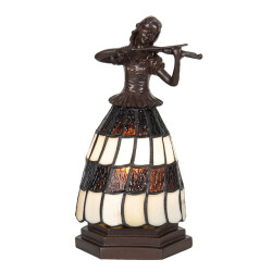 LumiLamp Tiffany tafellamp vrouw 15x15x27 cm wit glas tiffany bureaulamp