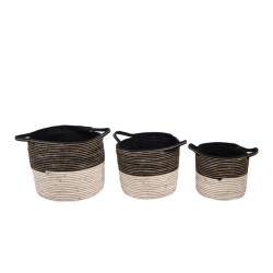 Clayre & Eef Opbergmand set van 3 Ø 52 Ø 46 Ø 37 cm touw rond mand