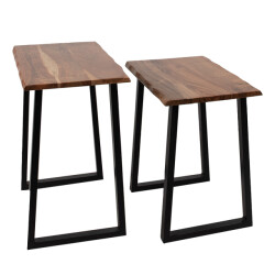 Clayre & Eef Bijzettafel set van 2 50x30x50 hout ijzer rechthoek