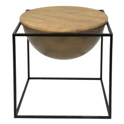 Clayre & Eef Bijzettafel 53x53x55 cm zwart ijzer hout
