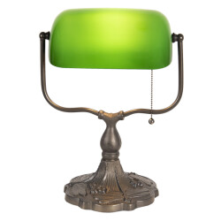LumiLamp Bureaulamp bankierslamp 27x20x36 cm bruin metaal glas tafellamp
