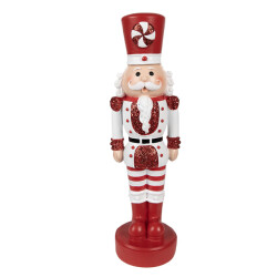 Clayre & Eef Kerstdecoratie beeld notenkraker 37 cm wit polyresin
