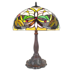 LumiLamp Tiffany tafellamp Ø 41x58 cm groen kunststof glas bloemen