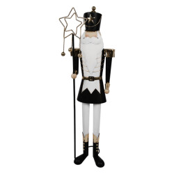 Clayre & Eef Kerstdecoratie beeld notenkraker 30x23x103 cm wit ijzer