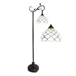 LumiLamp Tiffany vloerlamp 152 cm beige glas staande lamp