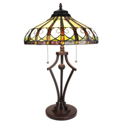 LumiLamp Tiffany tafellamp Ø 41x64 cm groen glas rond tiffany bureaulamp