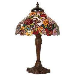LumiLamp Tiffany tafellamp Ø 26x40 cm rood glas bloemen tiffany