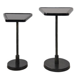 Clayre & Eef Bijzettafel set van 2 35x35x56 cm aluminium glas sidetable