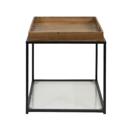 Clayre & Eef Bijzettafel 44x44x45 cm zwart ijzer hout vierkant