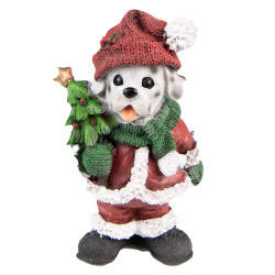 Clayre & Eef Beeld hond 15 cm groen polyresin kerstdecoratie