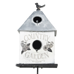 Clayre & Eef Tuinsteker 18x13x109 cm wit metaal bloemen country garden