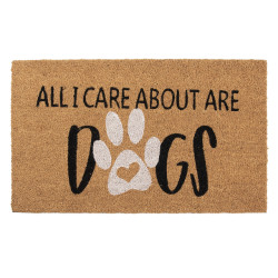 Clayre & Eef Deurmat 75x45 cm zwart kokosvezel rubber rechthoek dogs