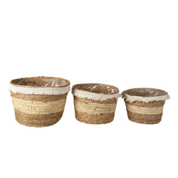 Clayre & Eef Opbergmand set van 3 Ø 32 Ø 28 Ø 24 cm stro rond