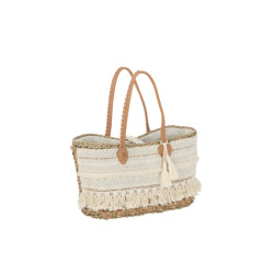 J-Line strandtas kant+kwast jute naturel/ small 49.5x24x28cm