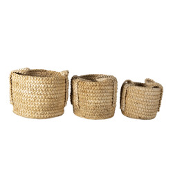 Clayre & Eef Opbergmand set van 3 Ø 34 Ø 23 Ø 20 cm stro rond mand