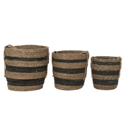 Clayre & Eef Opbergmand set van 3 Ø 33x33 cm zeegras rond plantenhouder