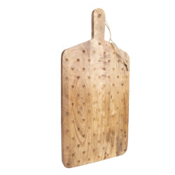 Clayre & Eef Decoratie snijplank 25x50x2 cm hout hartjes borrelplank