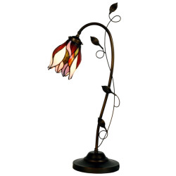 LumiLamp Bureaulamp bankierslamp tiffany 34x24x72 cm bruin glas tulpen