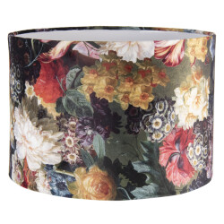 Clayre & Eef Lampenkap hanglamp Ø 34x24 cm zwart geel textiel rond bloemen