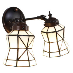 LumiLamp Wandlamp tiffany 30x23x23 cm bruin glas metaal muurlamp