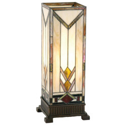 LumiLamp Tiffany tafellamp 18x18x45 cm geel glas rechthoek tiffany