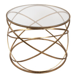 Clayre & Eef Bijzettafel Ø 65x49 cm ijzer glas rond