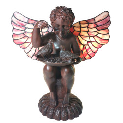 LumiLamp Tiffany tafellamp engel 41x26 cm roze glas tiffany lampen