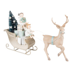 Clayre & Eef Beeld hert 26 cm groen polyresin kerstdecoratie