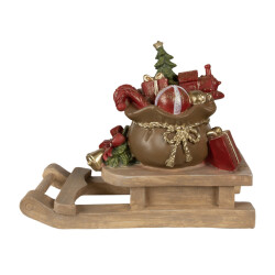 Clayre & Eef Beeld slee 38x16x29 cm polyresin kerstdecoratie