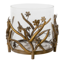 Clayre & Eef Windlicht Ø 33x28 cm metaal glas rond kaarsenhouder