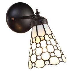 LumiLamp Wandlamp tiffany 17x12x23 cm bruin glas metaal rond muurlamp