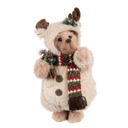 Clayre & Eef Kerstdecoratie beer 38 cm bruin stof